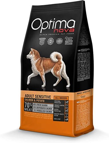 Visán Optimanova Dog Adult Sensitive Salmon&Potato GABONAMENTES 12 kg