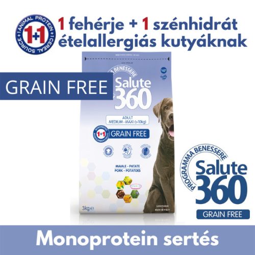 SALUTE360 Adult M-L Pork Hipoallergén Grain Free Kutyatáp 12kg