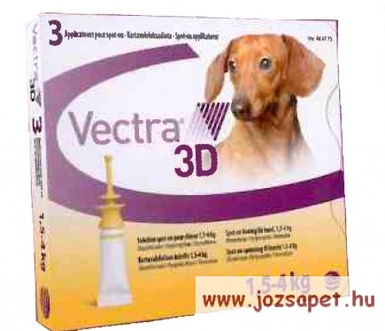 Vectra 3D rácsepegtető oldat 4-10kg közötti kutyáknak 3 pipetta