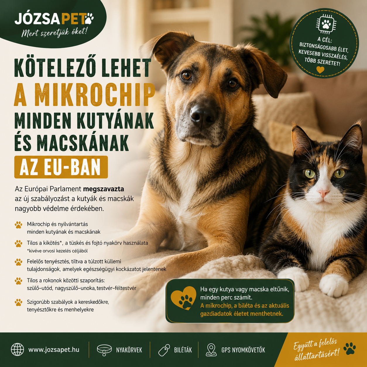 Kötelező lehet a mikrochip minden kutyának és macskának az EU-ban