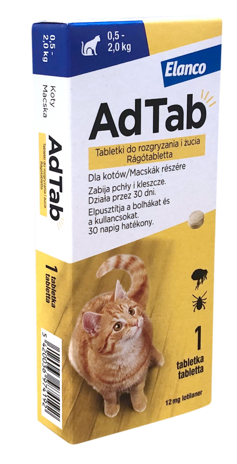 AdTab 12 mg rágótabletta macskák részére (0,5–2 kg) 1db