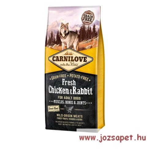 Carnilove Fresh Adult Dog Chicken & Rabbit Muscles, Bones & Joints 12kg Carnilove Fresh Adult Dog Chicken & Rabbit Muscles, Bones & Joints 12kg